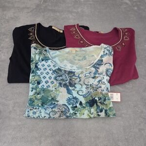 Lot of‎ 3 Women's 2X Tops Scoop Neck 3/4 Sleeve NWT Casual Office Choices Woman